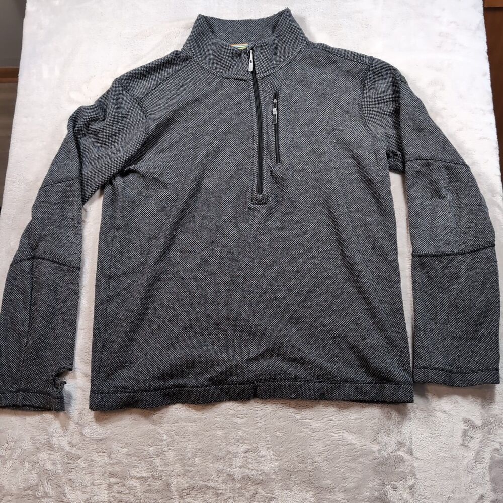 Smartwool Heritage‎ Trail Fleece Half Zip Sweater Mens Large Gray Wool HOLE